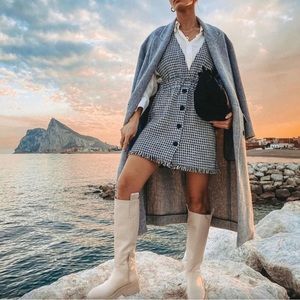 Zara Houndstooth Mini Pinafore Dress